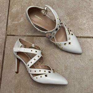 Adrienne Vittadini White Studded Pointed-Toe Heels